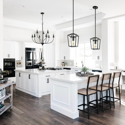 Farmhouse Chandelier Black Candle Chandelier for Dining